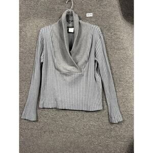 Nike Yoga Sweater Womens Medium Gray Cowl Neck Ribbed Long Sleeve DD5828-010